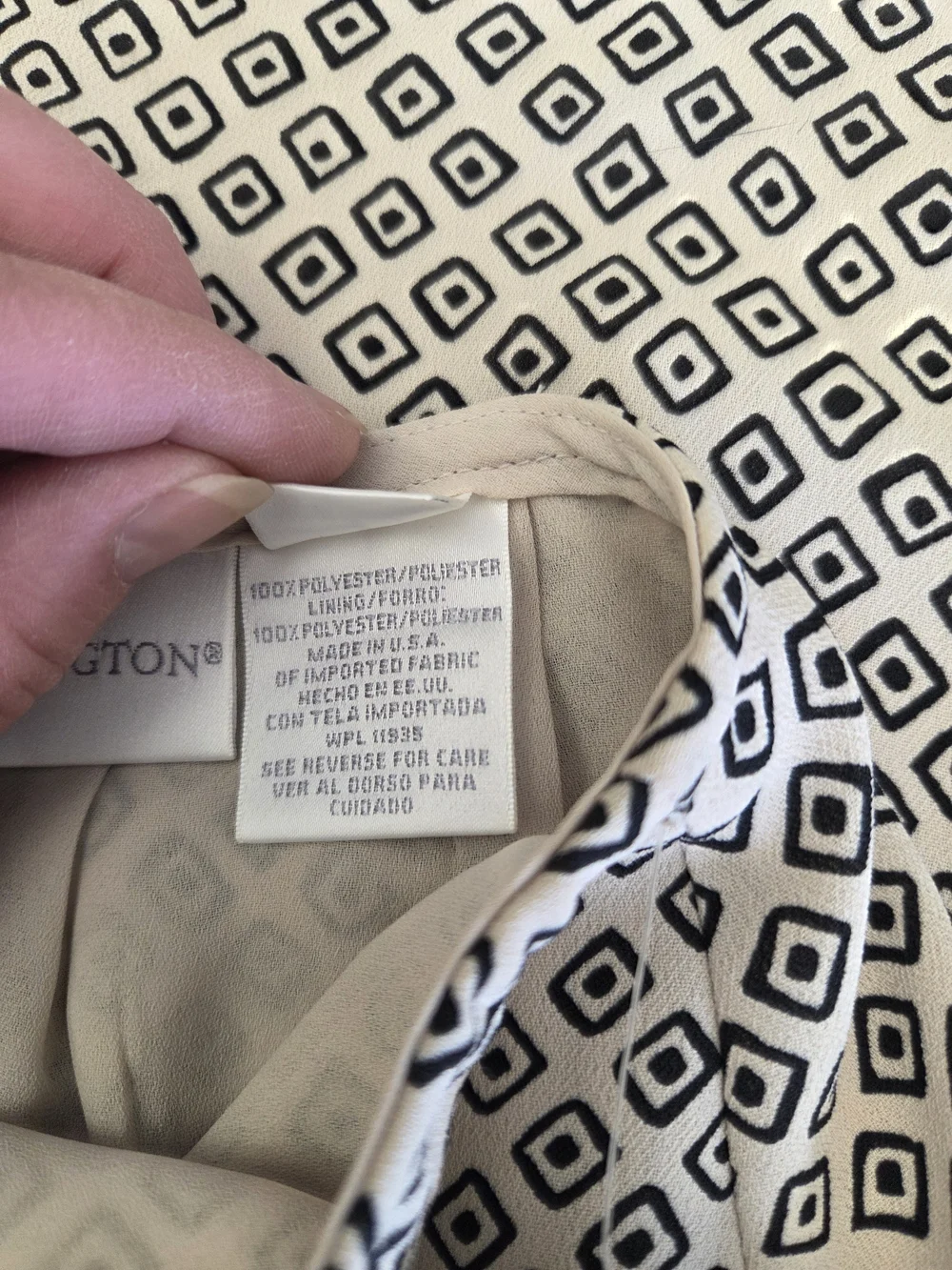 Worthington Black and Cream Diamond-Print Skirt